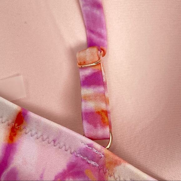 Shade & Shore Pink And Orange Tie Dye Light Lift Bikini Top Size 34 D NWT - Picture 6 of 9